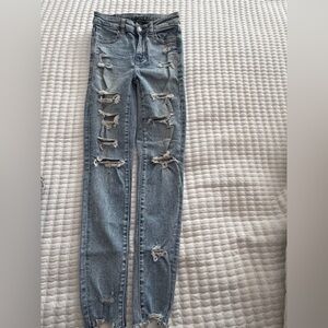 American Eagle Outfitters Light Blue Ripped Skinny Jeans